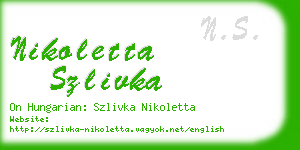 nikoletta szlivka business card